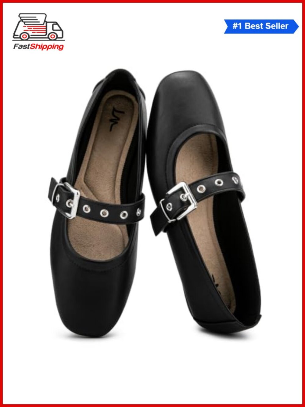 Womens Ballet Flats Mary Jane Comfortable Buckle Strap Memory Foam Insole